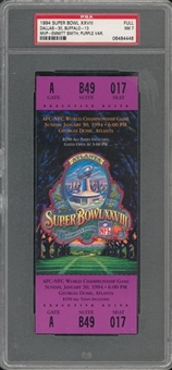 1994 Super Bowl XXVIII Full Ticket, Purple Variation - PSA NM 7